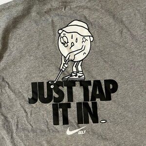Nike Golf Shirt Mens Large Gray Just Tap It In Cartoon Graphic T-Shirt